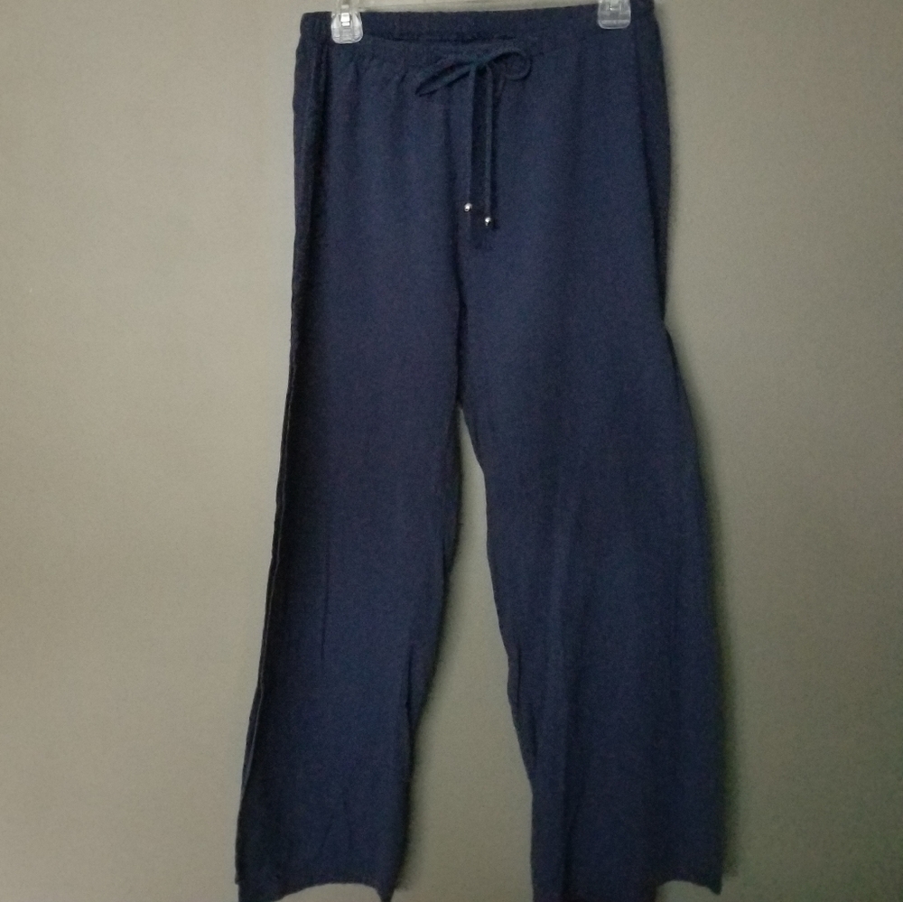 Side Split Summer Pants M Blue - image 3